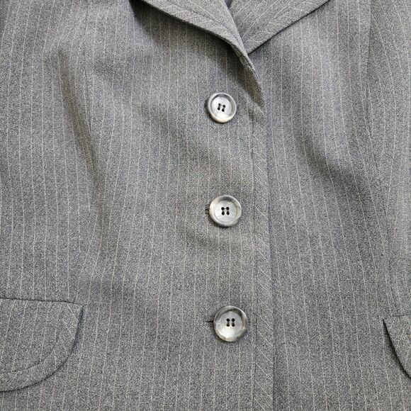 Ann Taylor Women 10P Gray Pinstriped Button Up Notch Suit Blazer - Picture 4 of 11